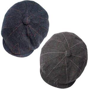 2 Pack Men's Newsboy Hats Classic 8 Panel Wool Blend Ivy Hat